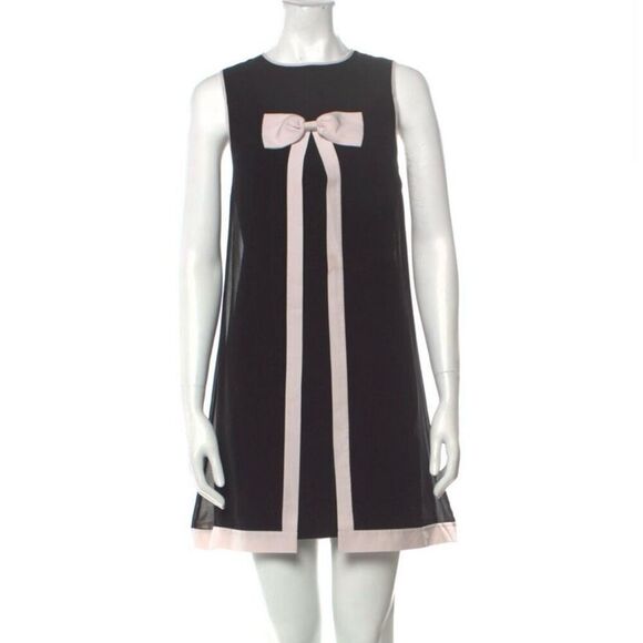 Ted Baker Black Sleeveless Pink Bow 60s Style Shift Dress Cocktail Wedding Guest - Picture 1 of 3